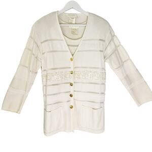 Vintage Escada Twinset Cream Knit with Sequins Medium